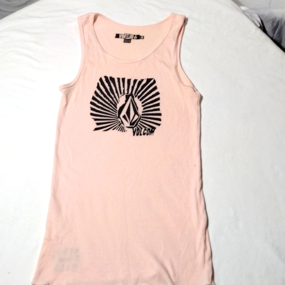 Volcom medium tank top pink with black. Small pin hole. See pic - Picture 1 of 7